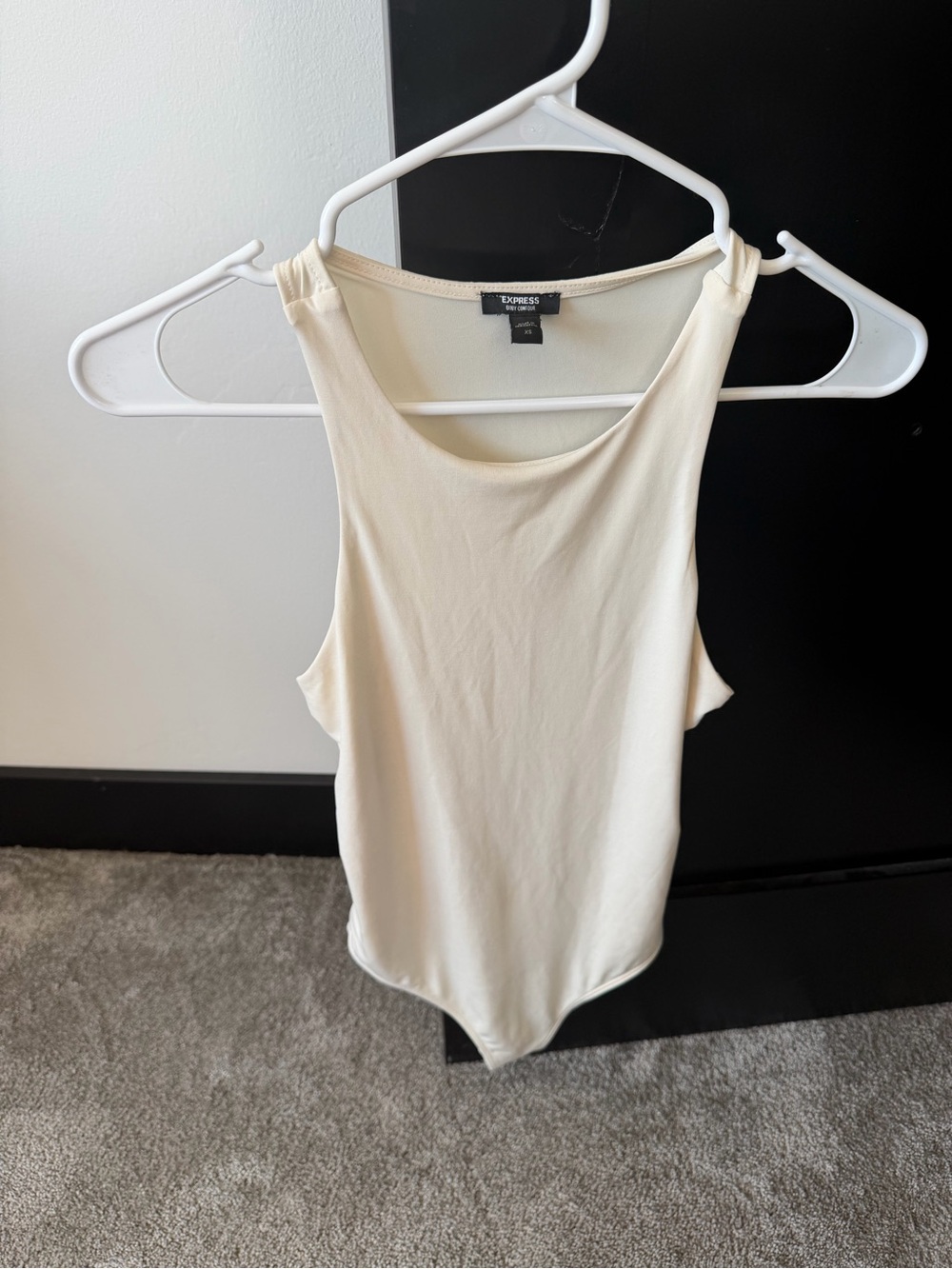 Express Cream High-Neck Sleeveless Bodysuit